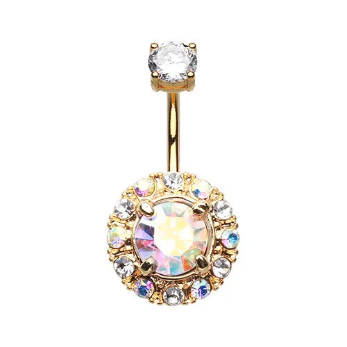 Majestic Aurora Gem Belly Ring in Gold