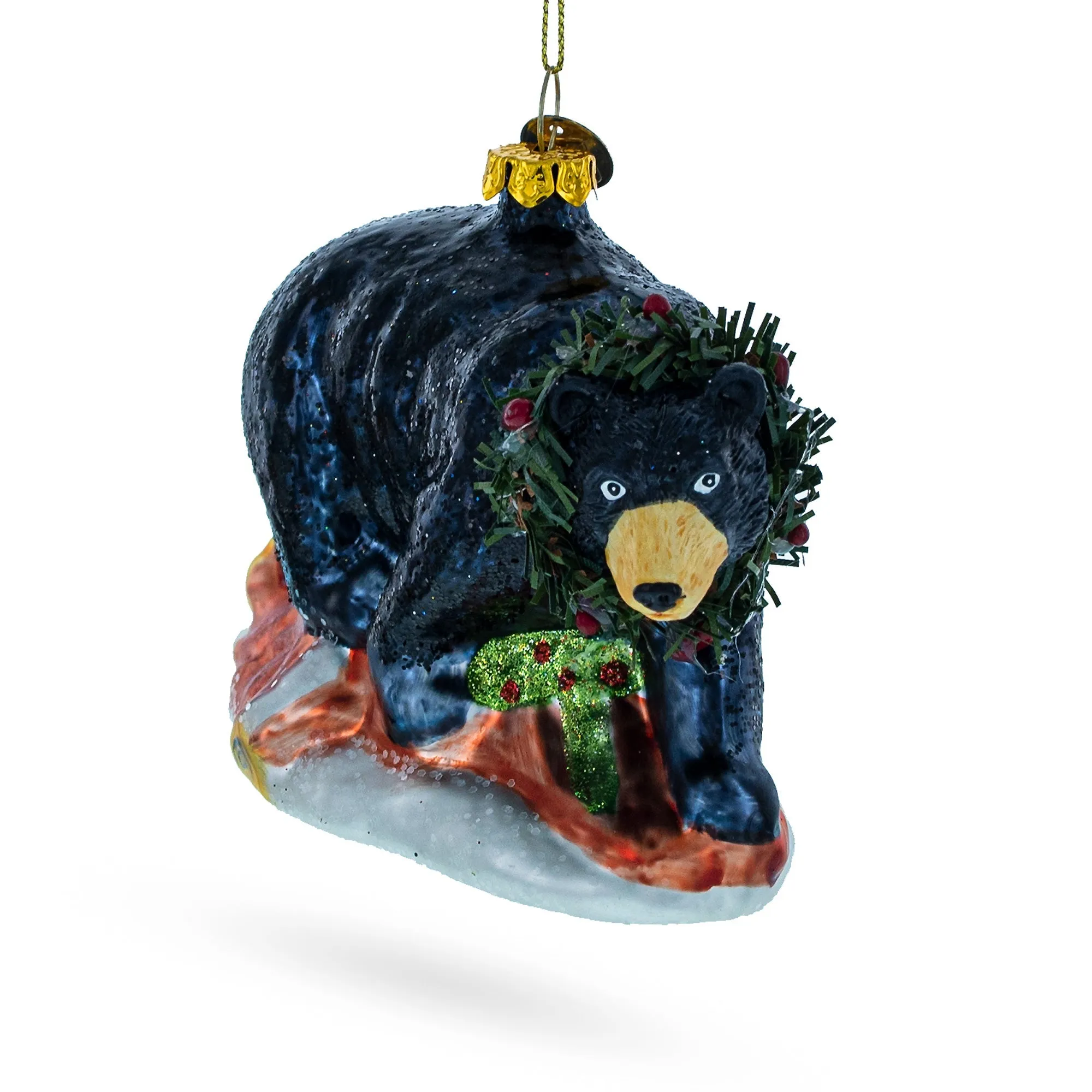 Majestic Black Bear - Blown Glass Christmas Ornament