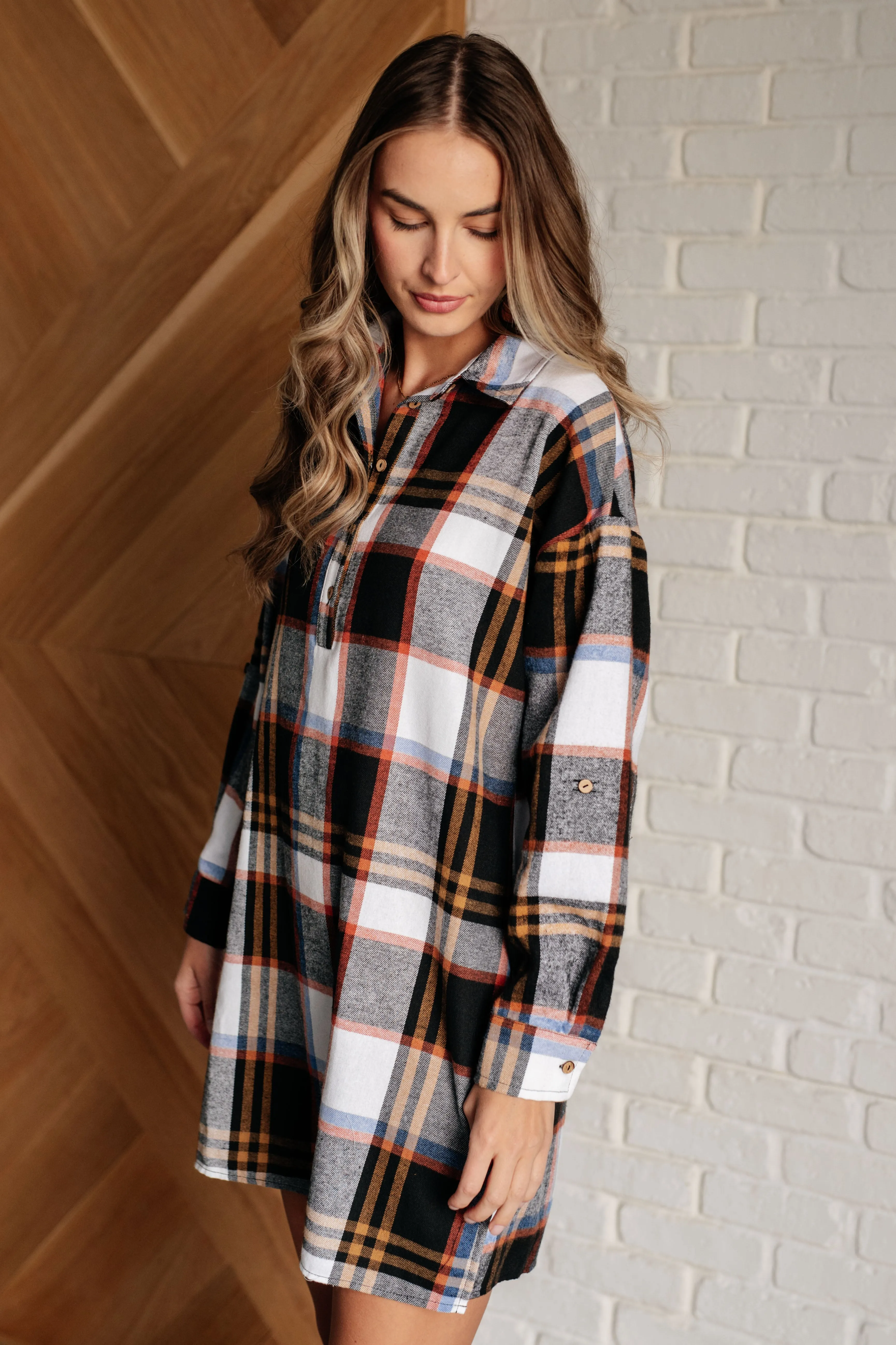 Make it Right Plaid Shirt Dress - 10/29