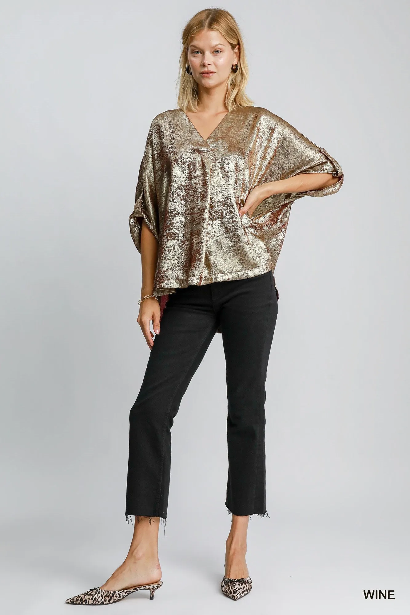 Make It Shimmer Blouse - Wine