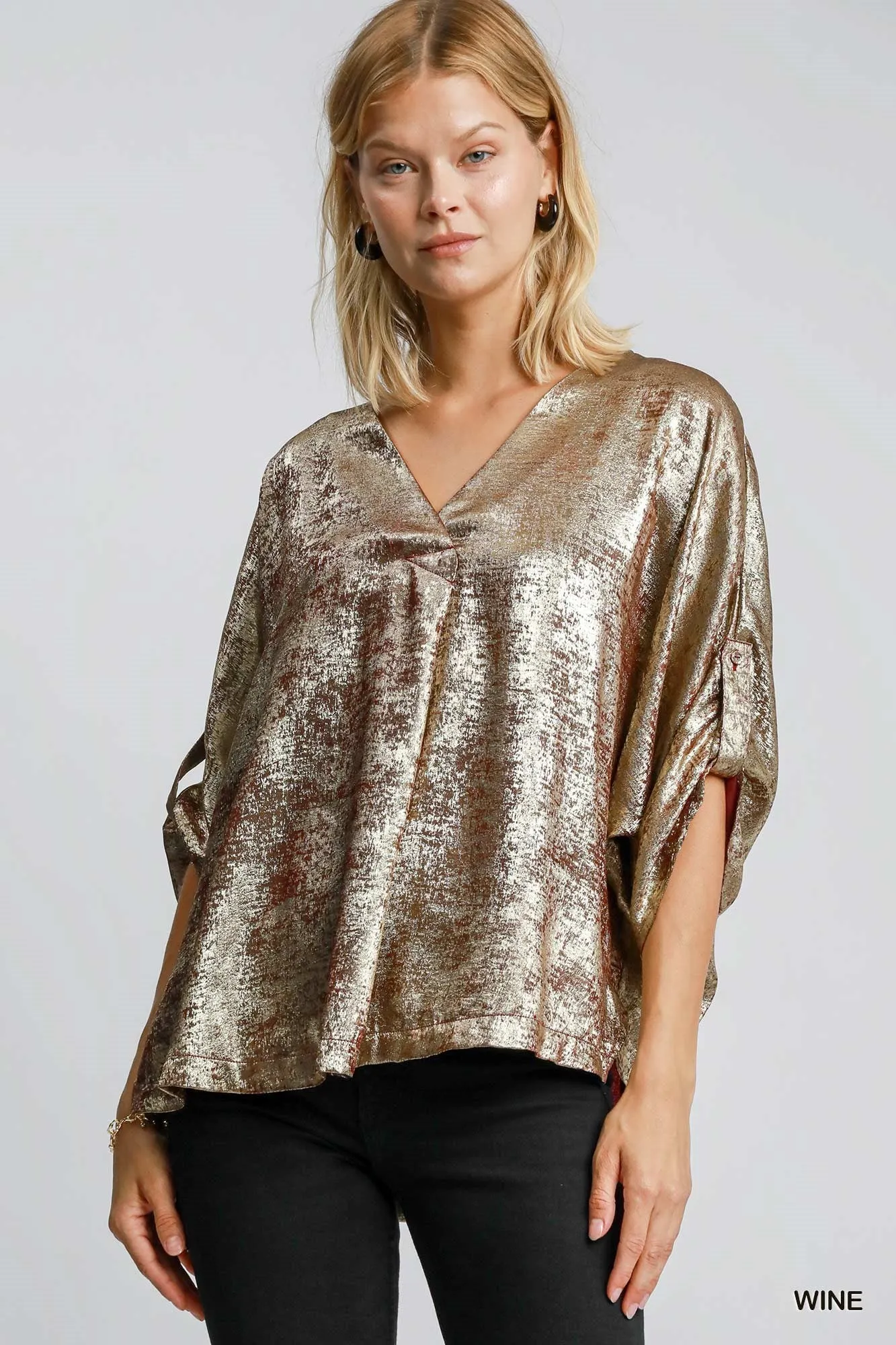 Make It Shimmer Blouse - Wine