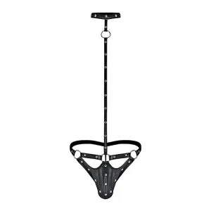 Male Power Fetish Tormentor Choker G-String Body Harness Black L/XL