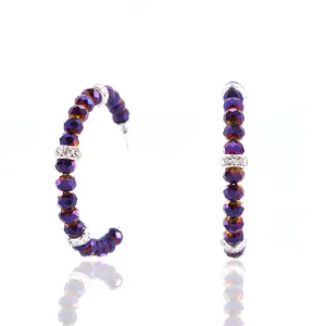 Malia Glass Hoops - Dark Purple