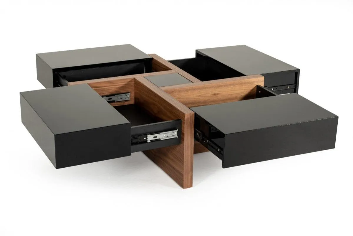 Malibu Modern Black & Walnut Coffee Table