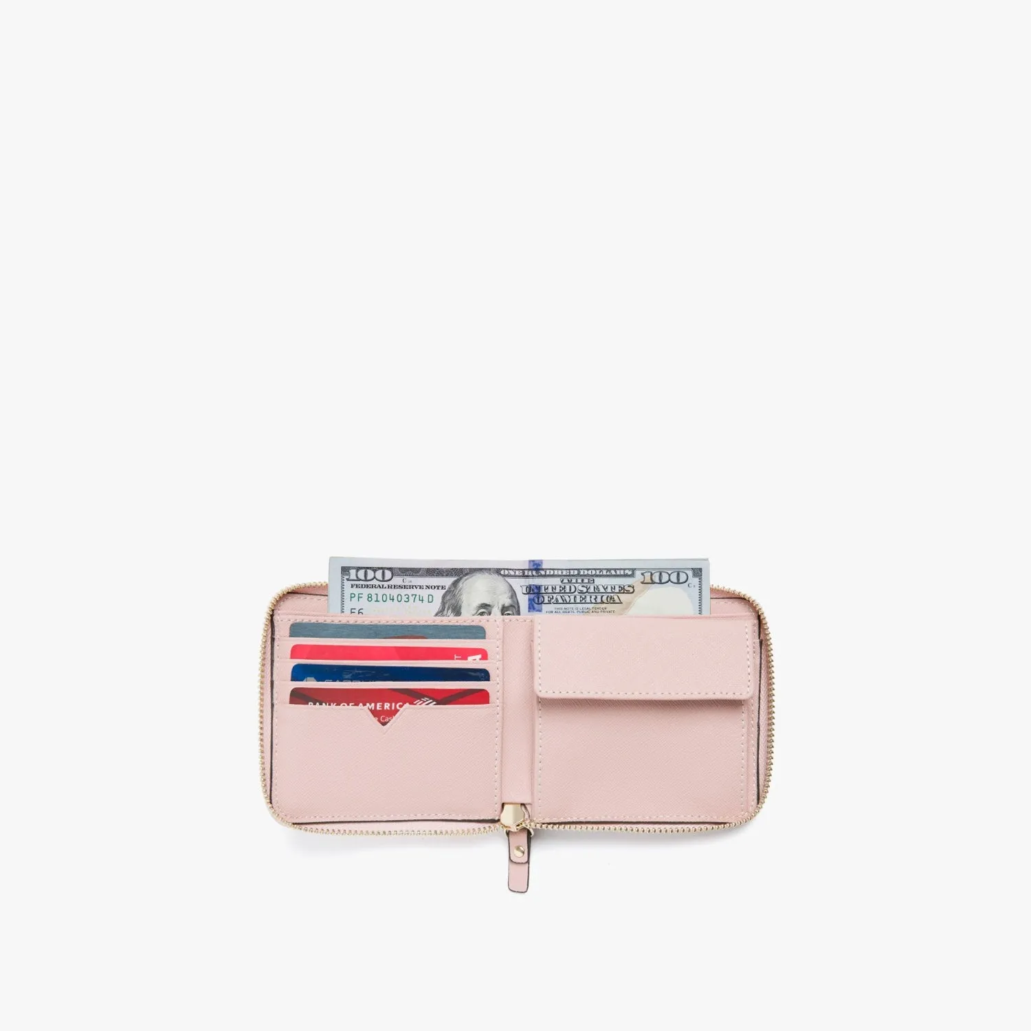 Mallorca Small Wallet - Saffiano Leather - Rose Quartz / Gold / Camel