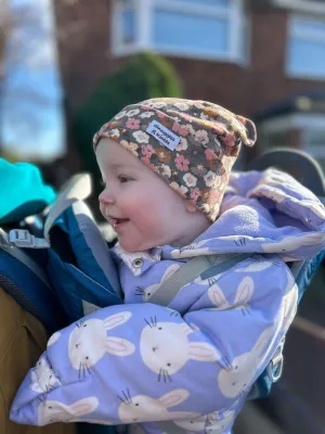 Mallow Flower Print Ears Hat