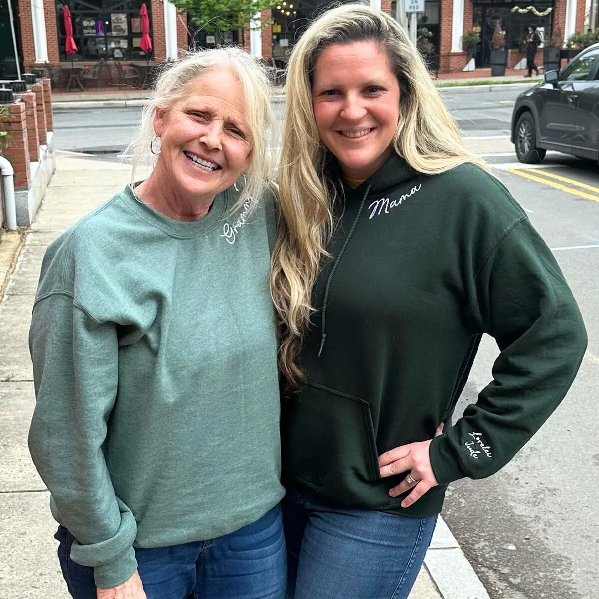 Mama Twin Pack: Embroidered Crewneck Sweatshirt & Hoodie