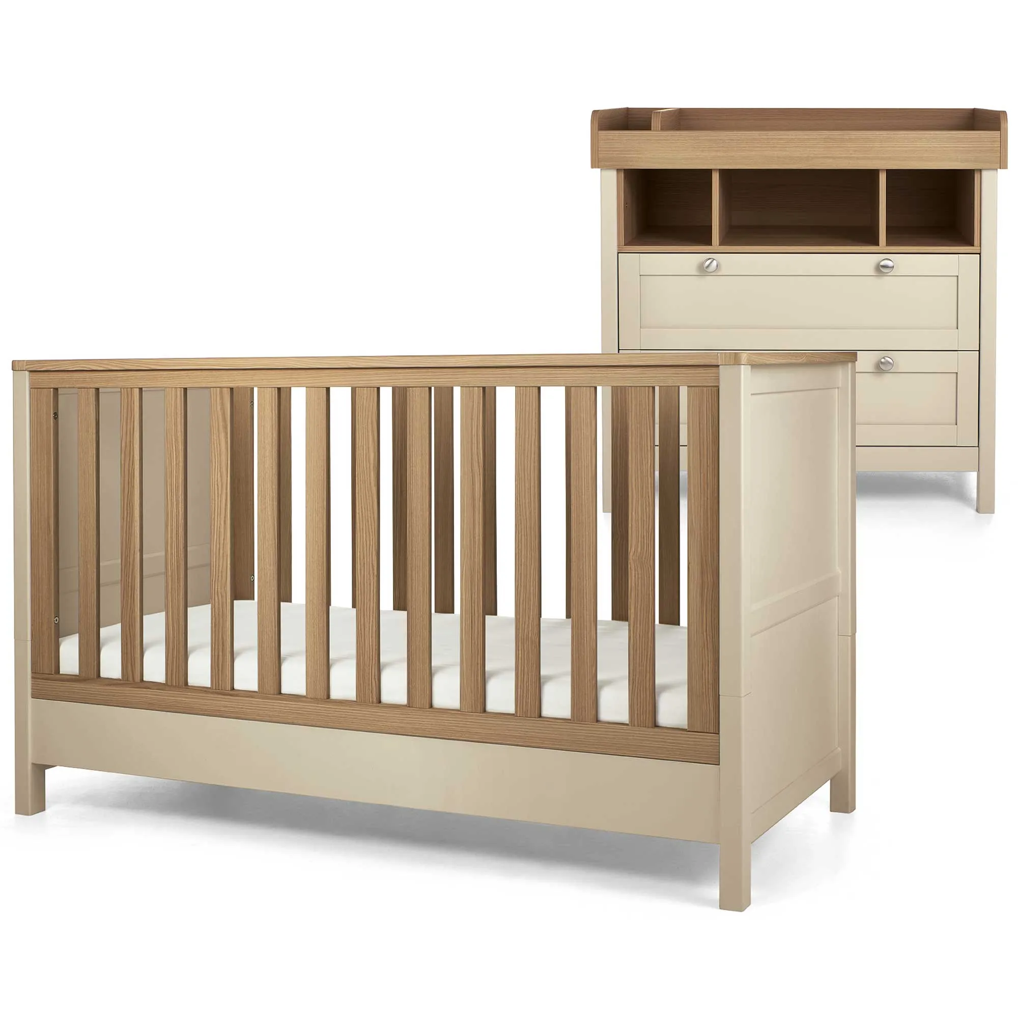 Mamas & Papas Harwell 2 Piece Cotbed & Dresser Roomset Cashmere