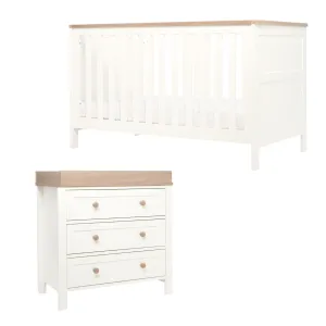 Mamas & Papas Wedmore 2 Piece Cotbed Set in White/Natural