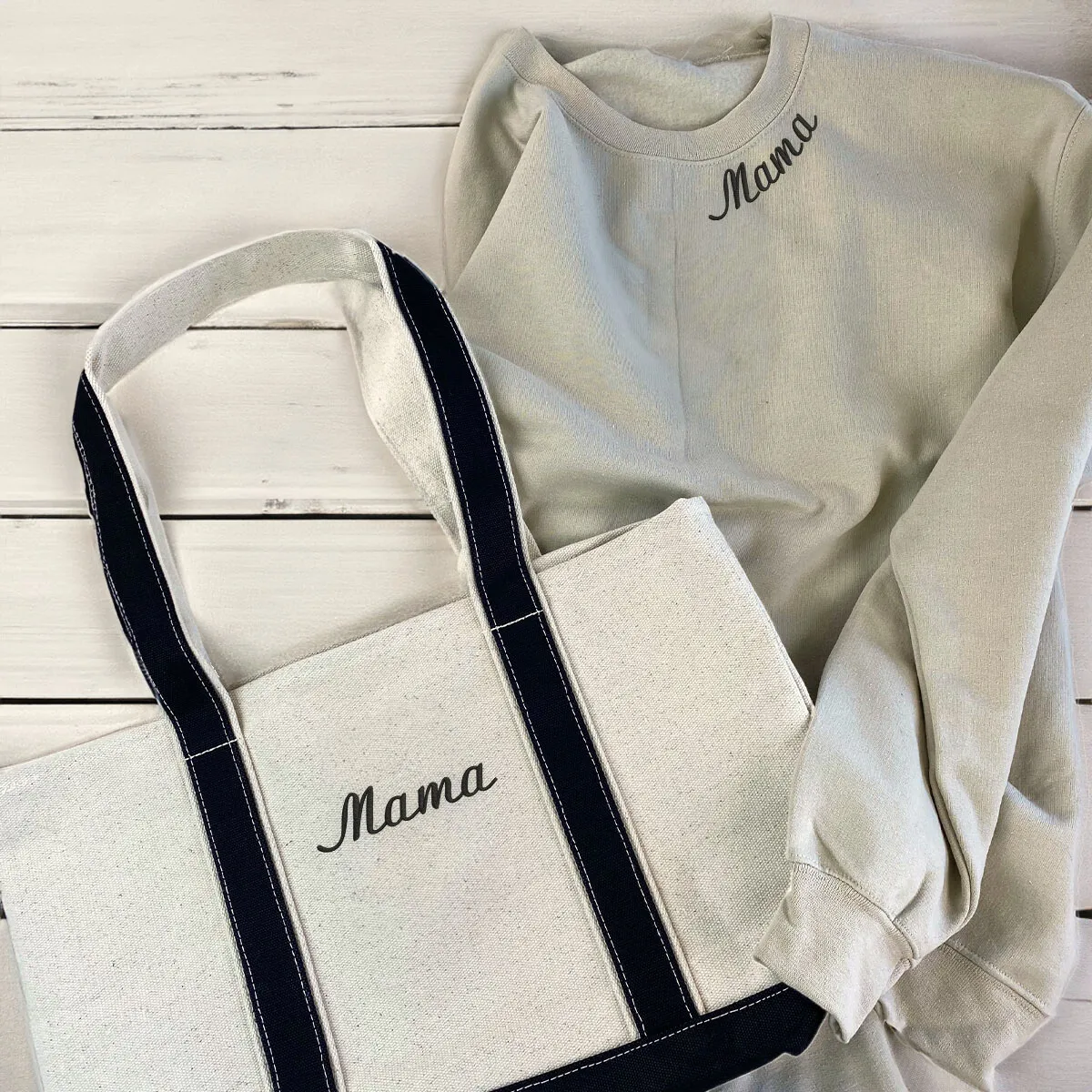 Mama's Favorites: Embroidered Sweatshirt & Stylish Tote Combo