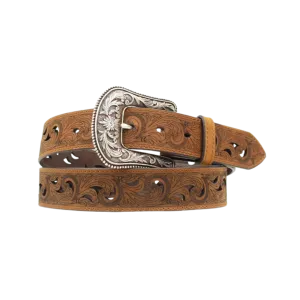 M&F Ariat Women's Paisley Pierced Brown Belt