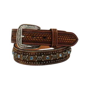 M&f Men's Ariat Calf Hair Barbed Wire Belt