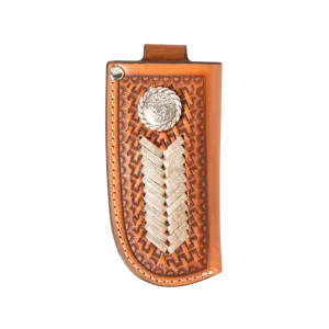 M&F Nocona Men's Knife Sheath Leather Weave Concho Rawhide Laced Tan