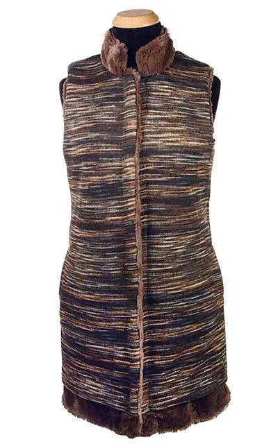 Mandarin Vest, Reversible less pockets - Sweet Stripes with Assorted Faux Fur - Only Smalls Left!