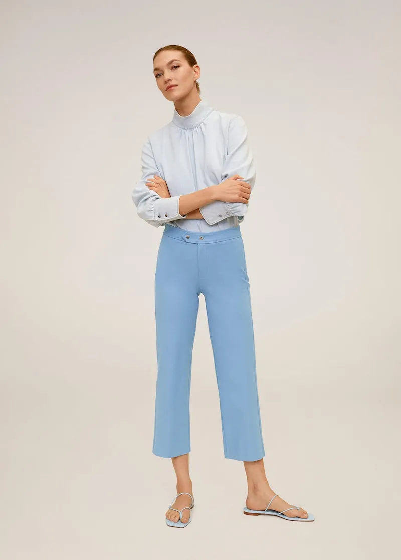 Mango Lora Straight-Cut Crop Womens Trousers