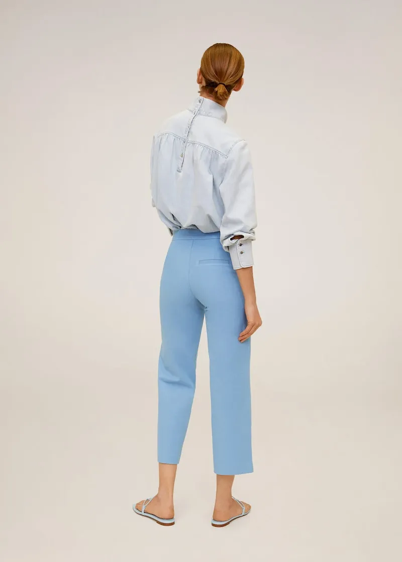 Mango Lora Straight-Cut Crop Womens Trousers