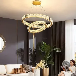 Mansion Crystal Shell Chandelier: Luxe LED Pendant Lights for Living Room