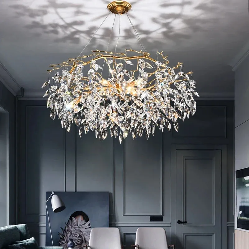 Mansion Luxury Crystal Chandelier LED Pendant Lamps for Living Room and Dining Hall