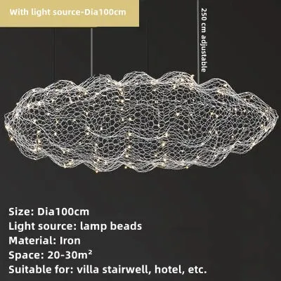 Mansion Nordic Cloud Starry Sky Chandelier LED Ceiling Light