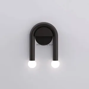 Mansion U-Shape LED Wall Lamp Black for Bedroom Study Modern Home Decor