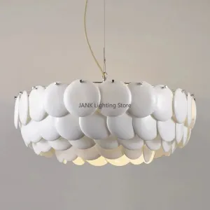 Mansion White Ceramic Chandelier: Luxury LED Lighting for Romantic Home Decor