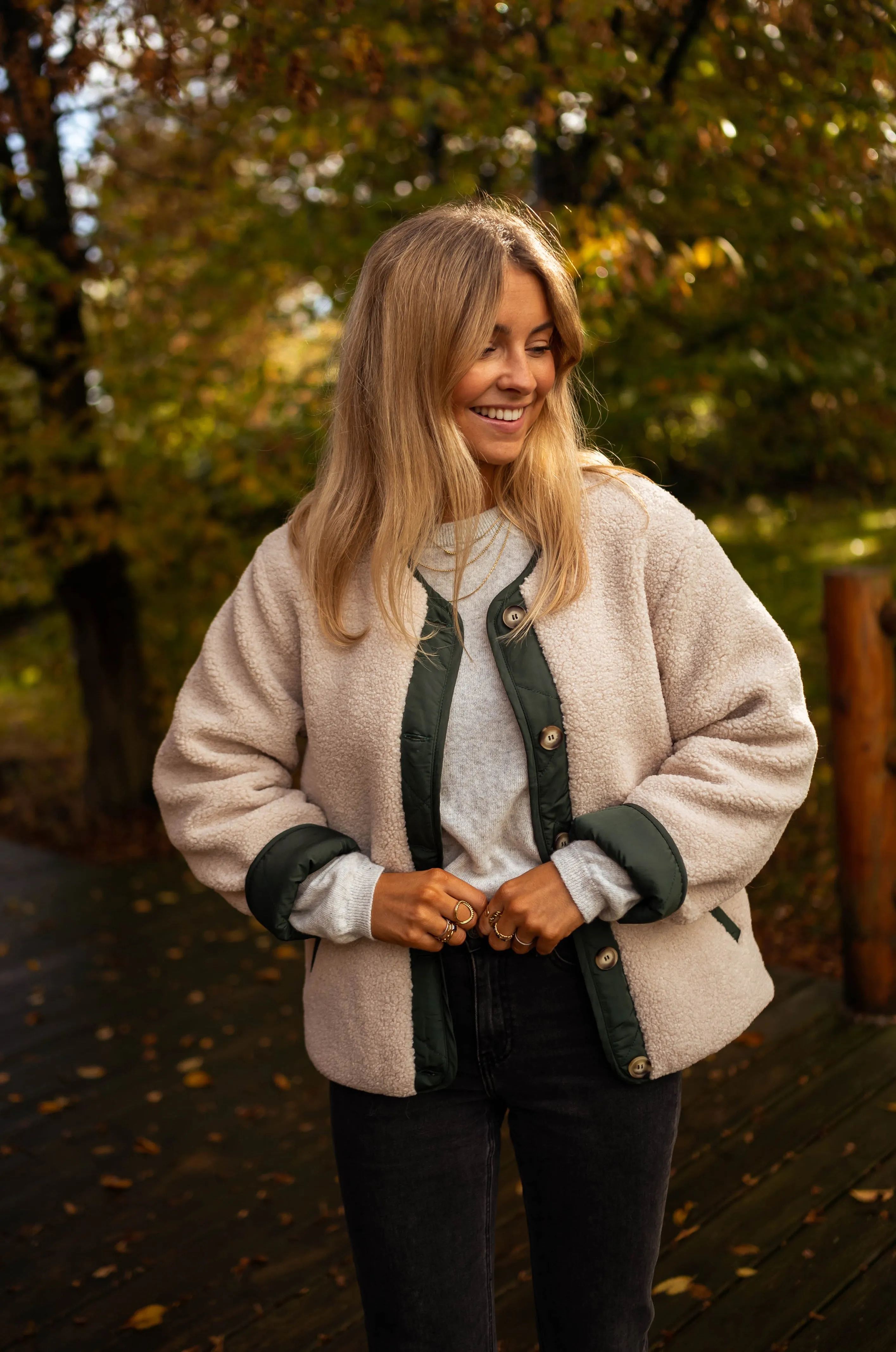 Manteau Billy - beige et vert