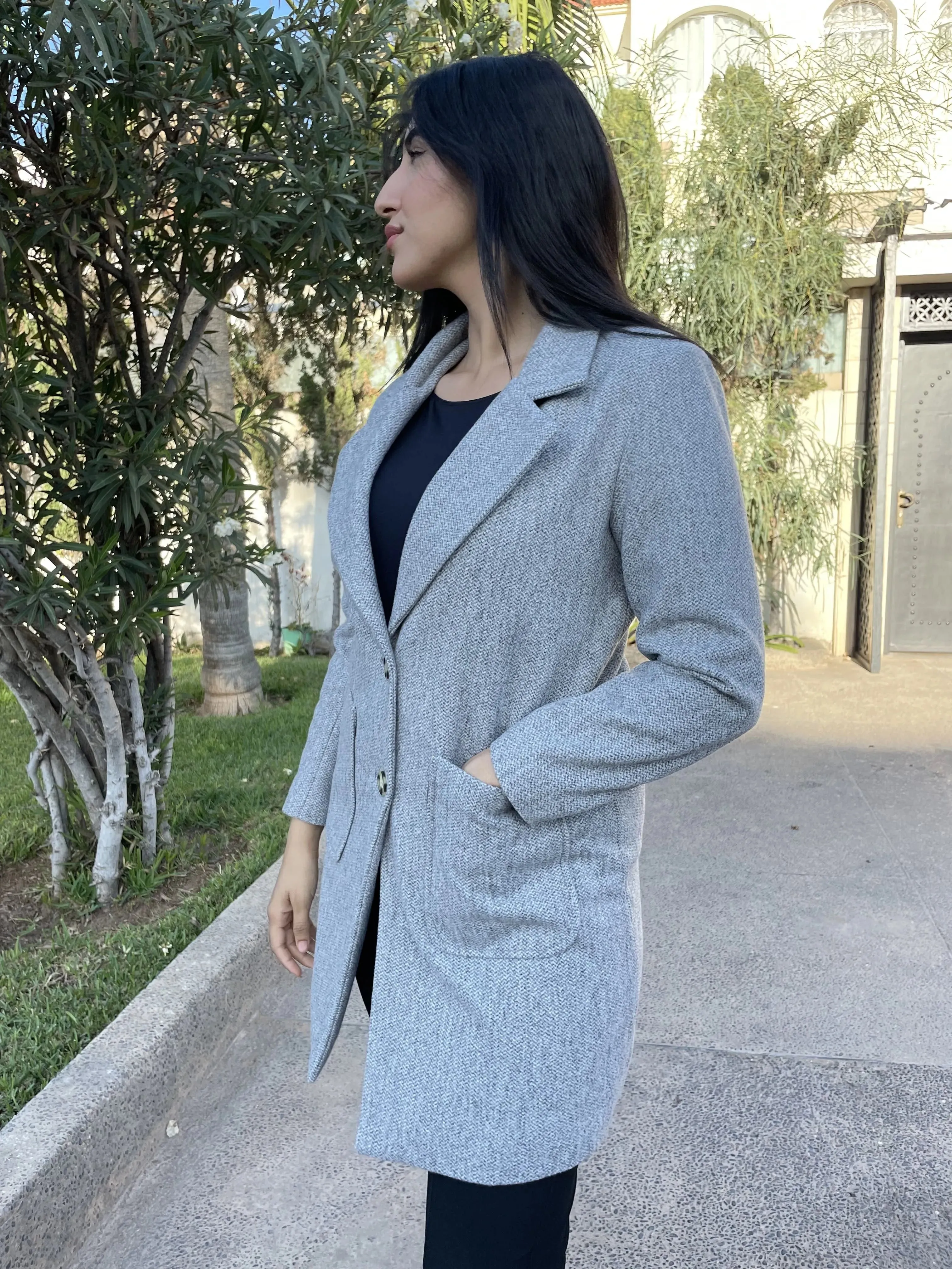 Manteau trois-quarts gris