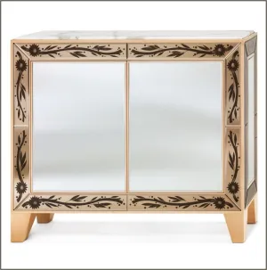 Maple Cabinet With Bronze Venetian Mirrored Glass Inserts