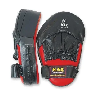 MAR-196 | Red Black Genuine Leather Large Curved Focus Mitts