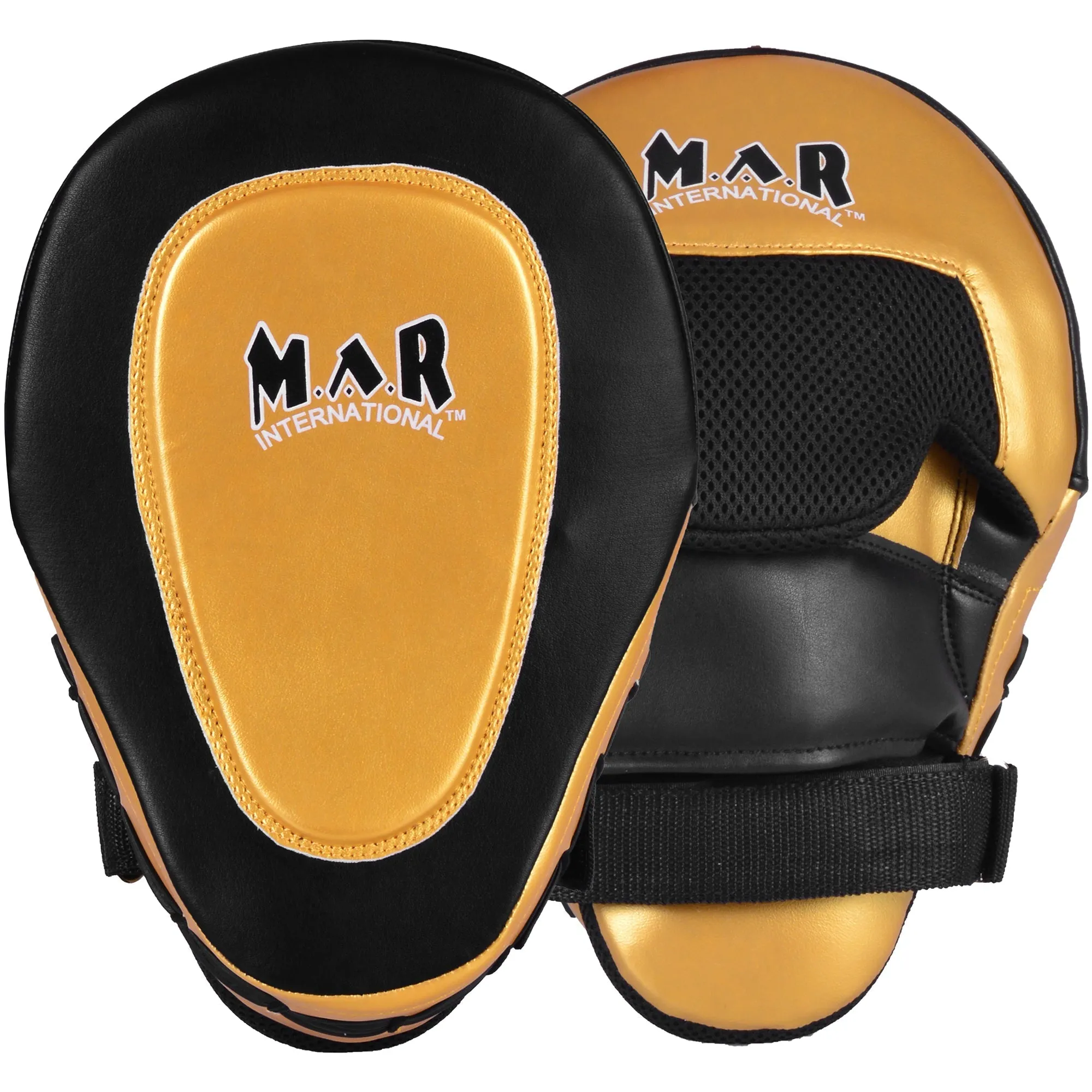 MAR-445C | Gold & Black Curved Focus Mitts