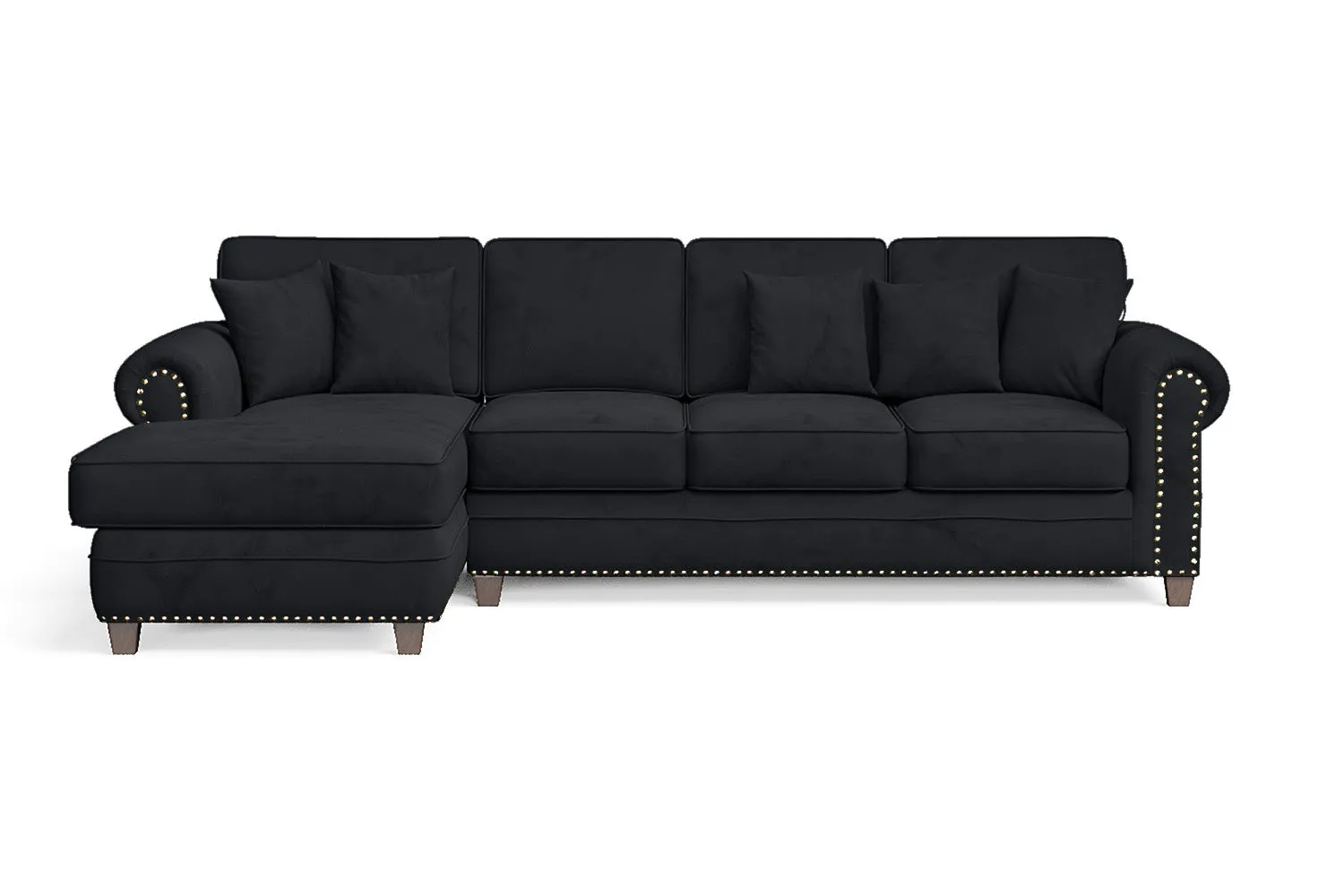 Marano 4 Seater Left Hand Facing Chaise Lounge Corner Sofa Dark Grey Velvet