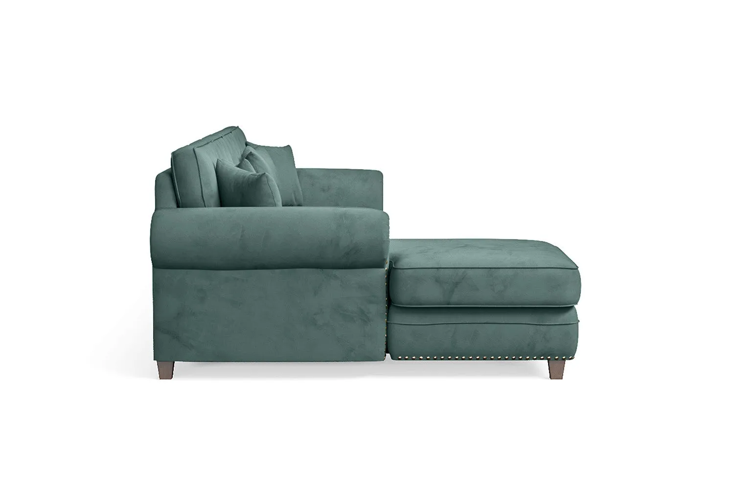 Marano 4 Seater Left Hand Facing Chaise Lounge Corner Sofa Teal Velvet