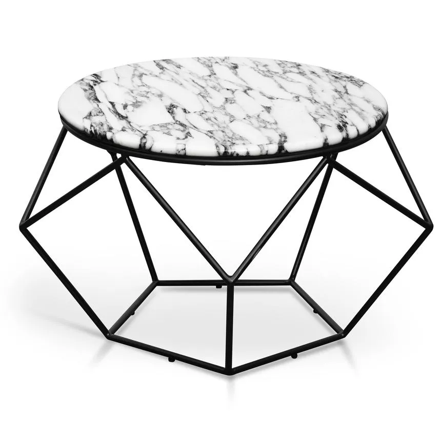 Marble 72cm Coffee Table - Matt Black Base