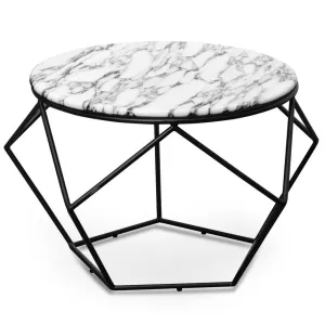 Marble 72cm Coffee Table - Matt Black Base