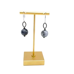 Marbled Gray Deco Link Earrings