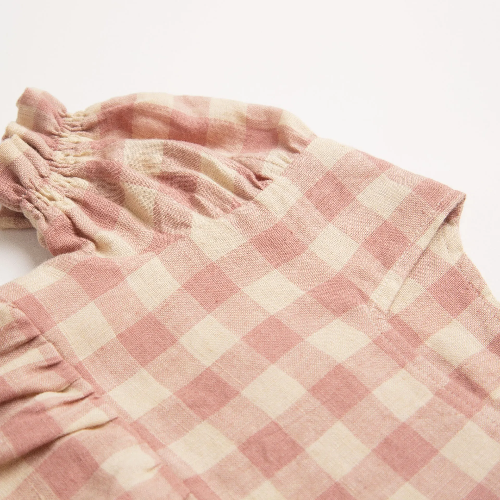 Marbles Romper - Rose Check Linen