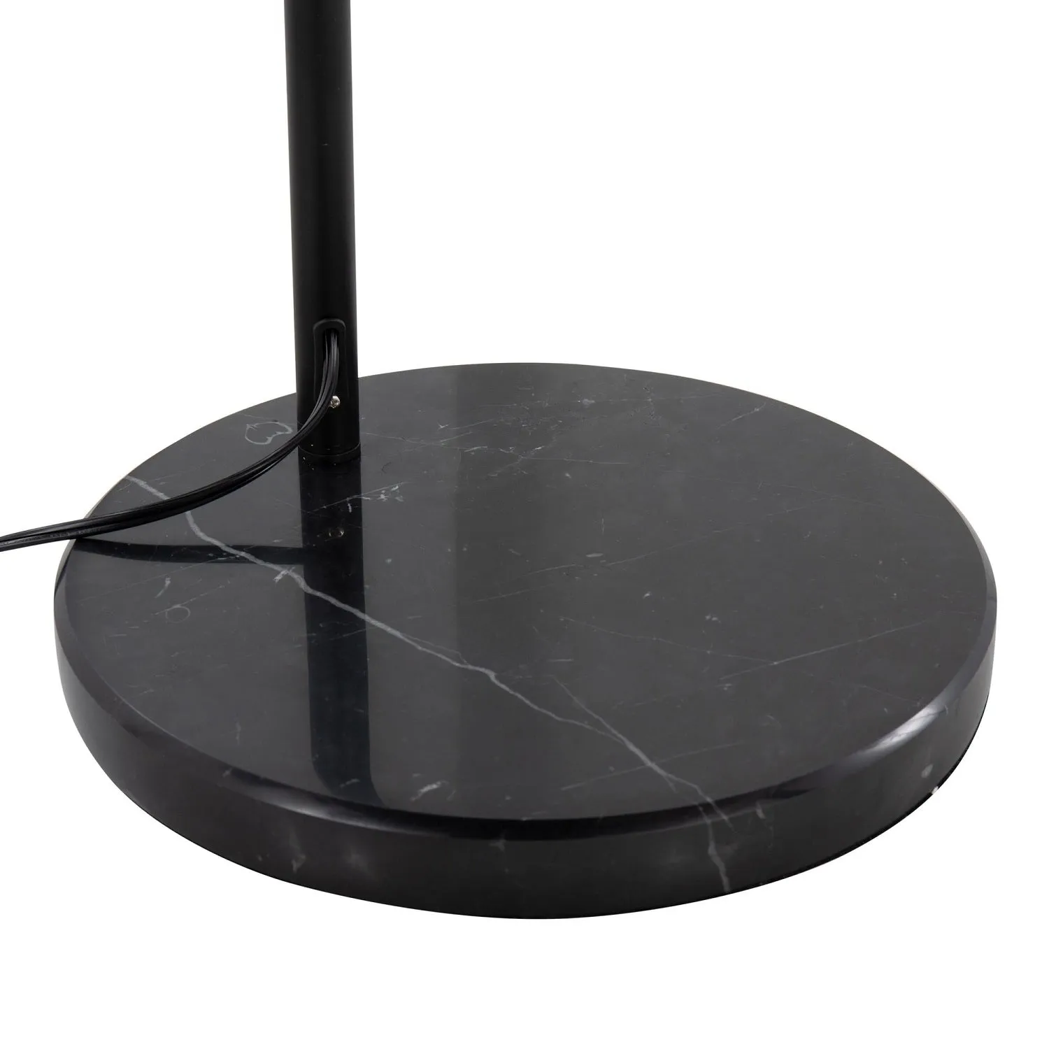 March Contemporary Floor Lamp in Black Marble and Black Metal with Black Linen Shade by LumiSource