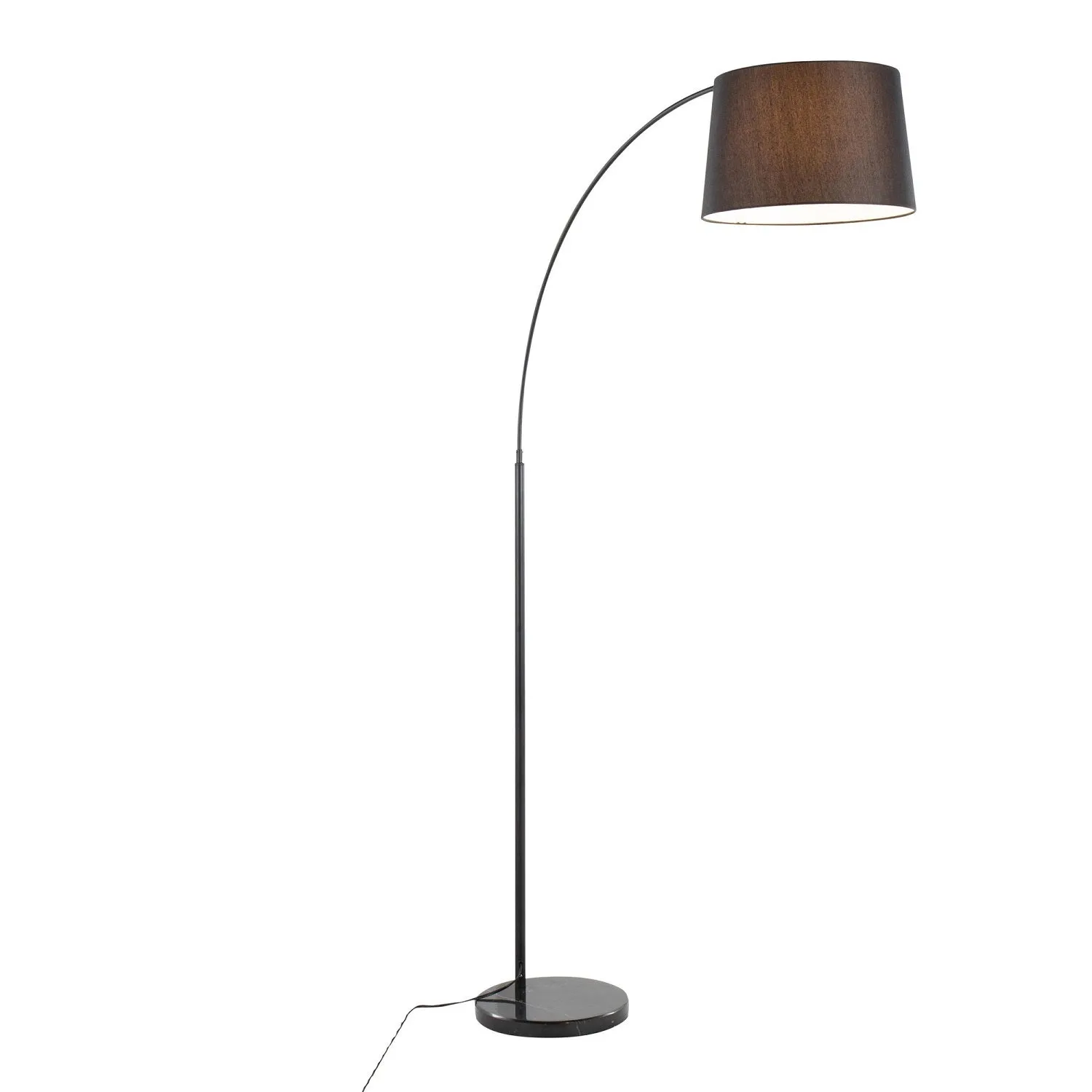 March Contemporary Floor Lamp in Black Marble and Black Metal with Black Linen Shade by LumiSource