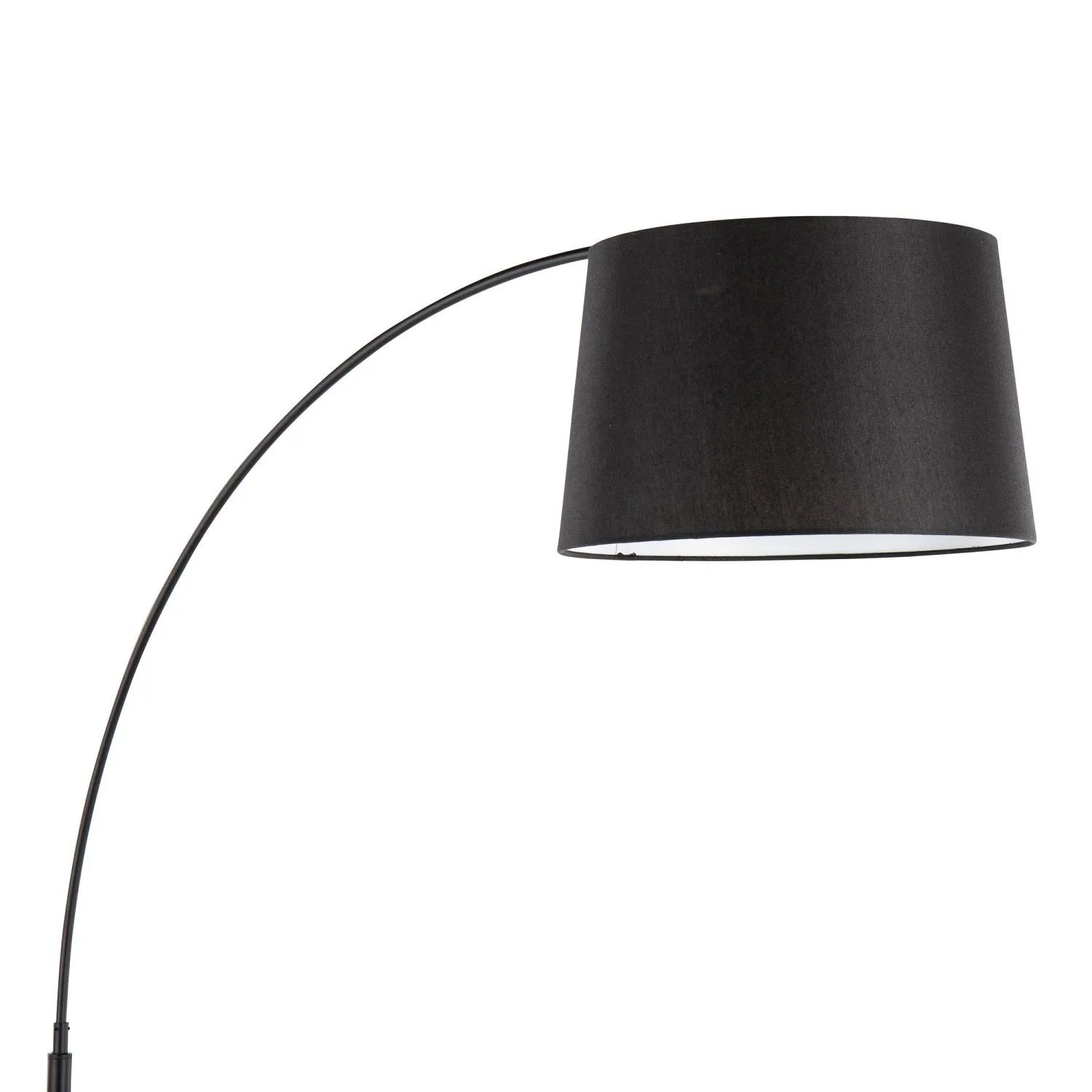 March Contemporary Floor Lamp in Black Marble and Black Metal with Black Linen Shade by LumiSource