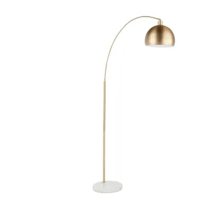 March Contemporary Floor Lamp in White Marble and Antique Brass Metal by LumiSource