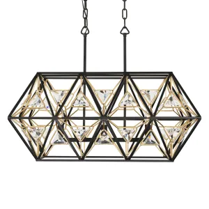 Marcia 353N03MBFG 3-Light Kitchen Island Pendant - Matte Black/French Gold