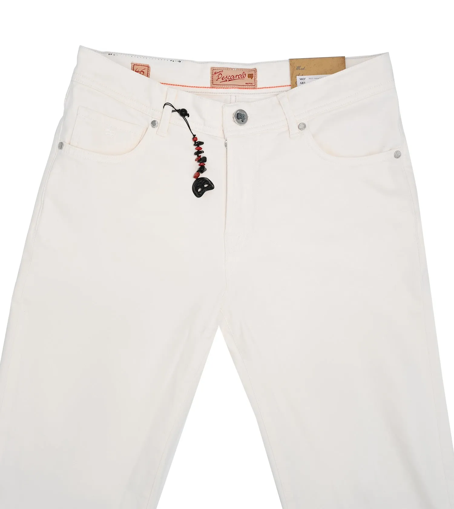 MARCO PESCAROLO White Garment Dyed Velour 5 Pocket Pant