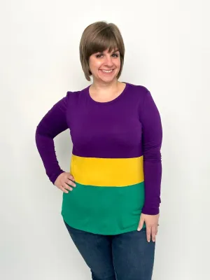 Mardi Gras Purple Color Block Top