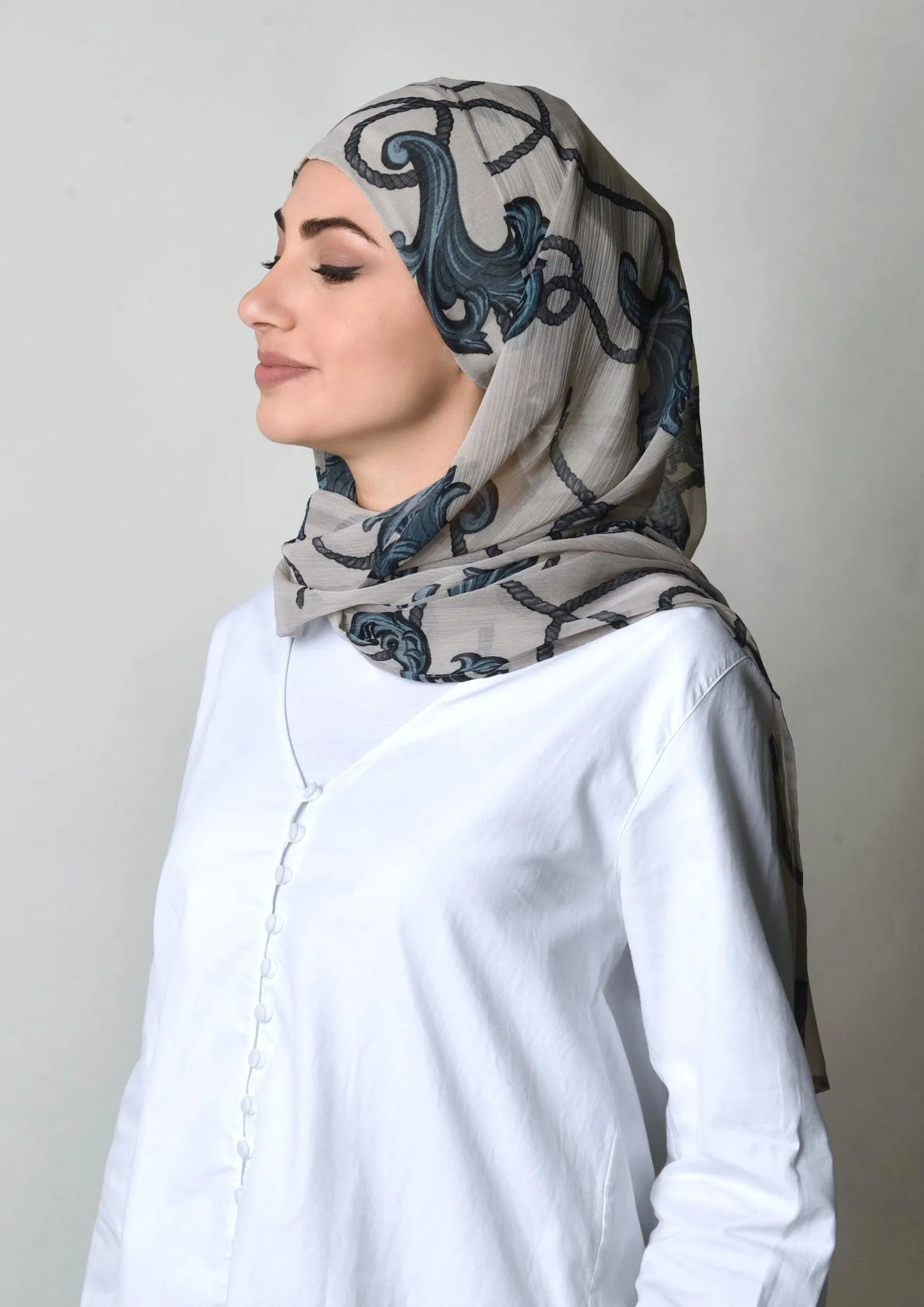 Mare Gray- Cap Shawl- Crinkled Chiffon