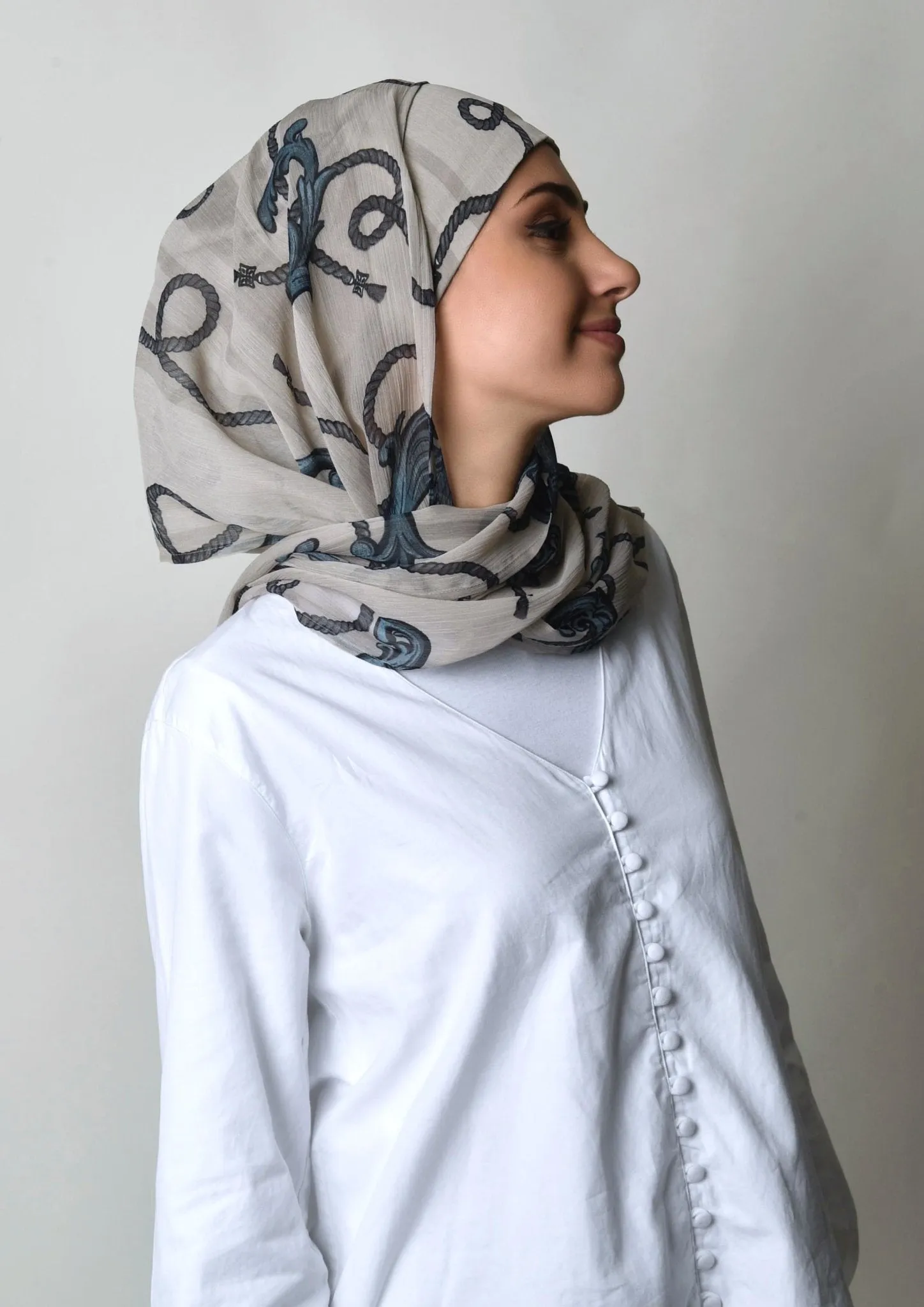 Mare Gray- Cap Shawl- Crinkled Chiffon