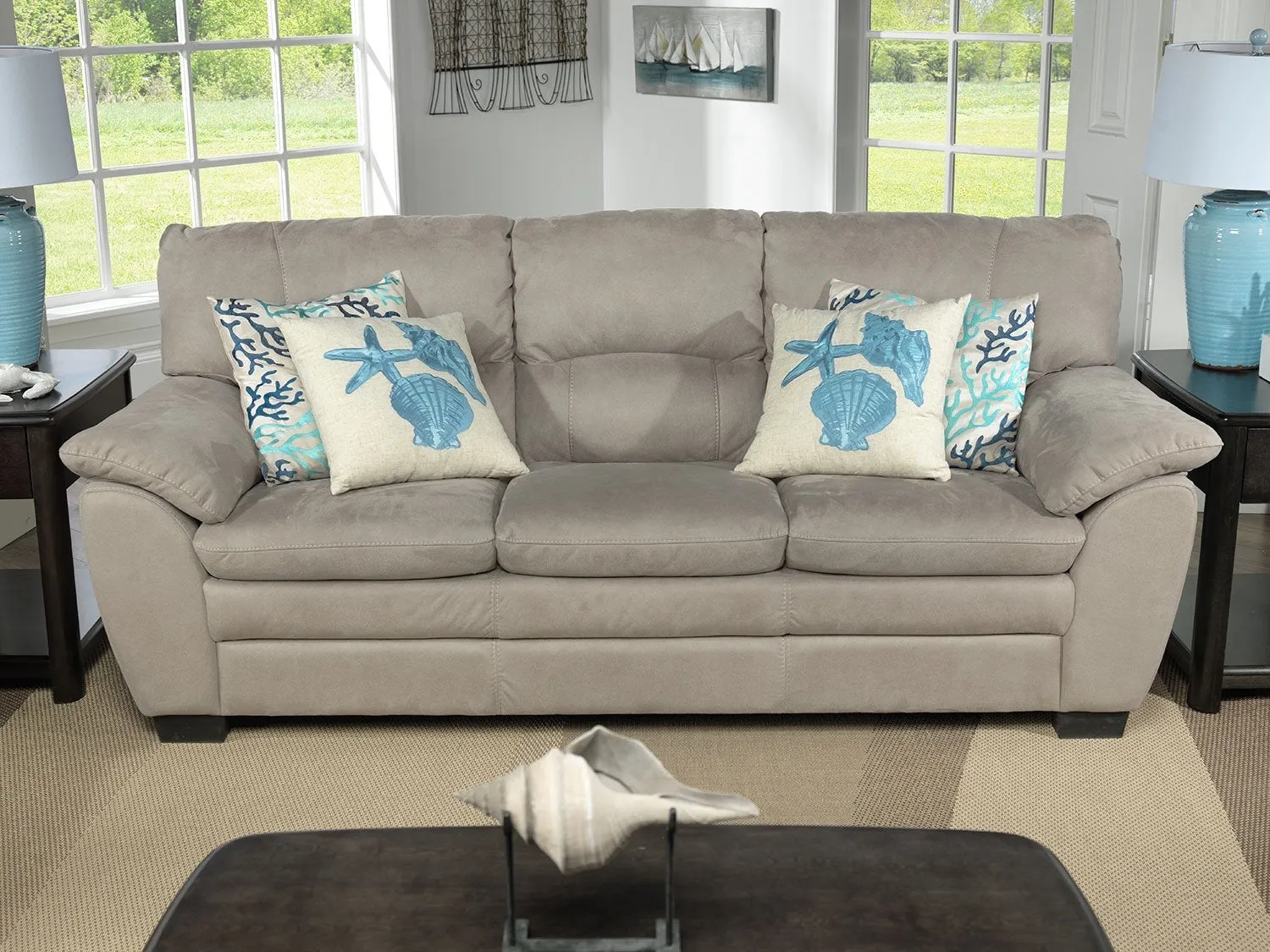 Maree Pillow Top Arm Fabric Sofa - Silver Grey