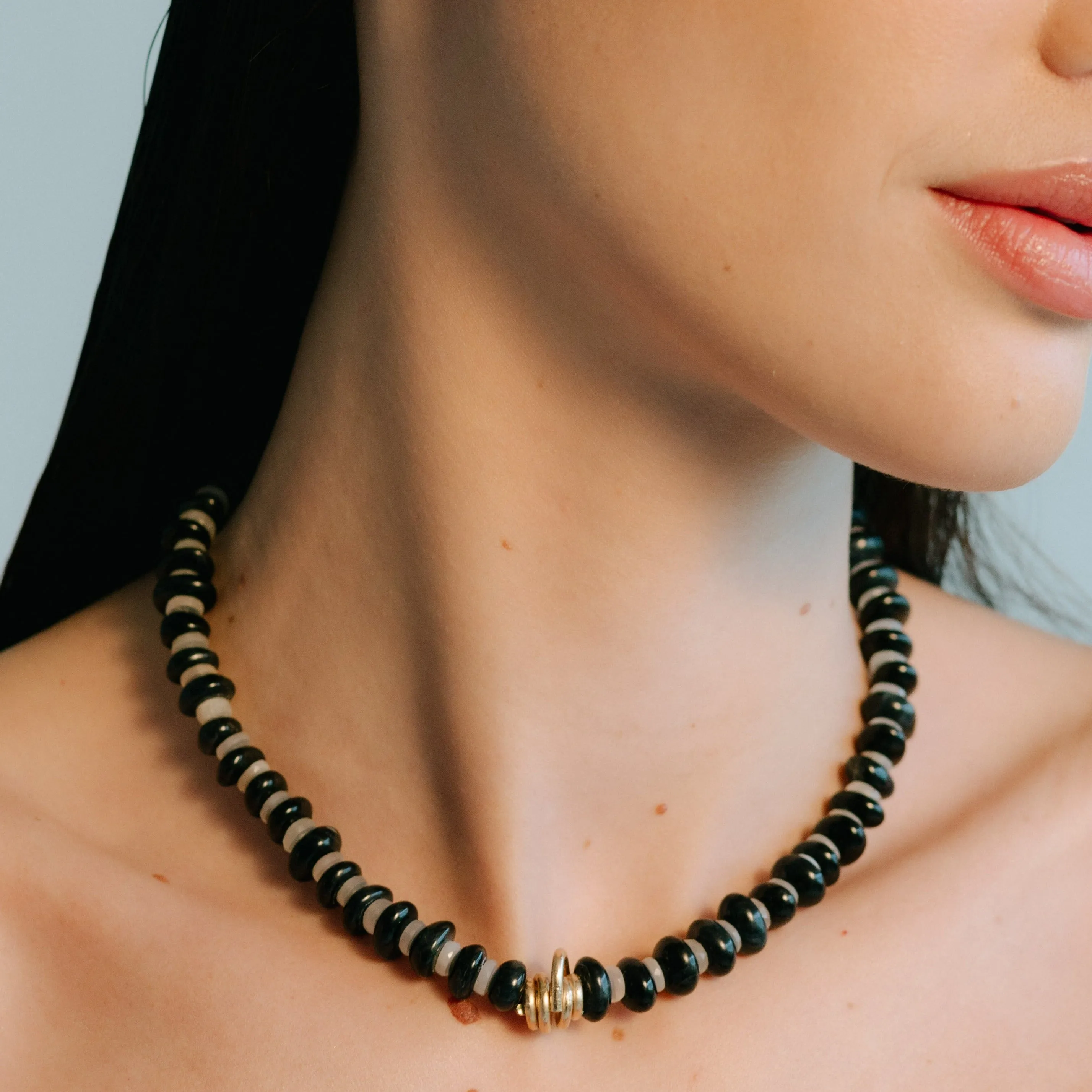 Marejada Necklace #2 (45cm) - Moon Stone & Tiger Eye