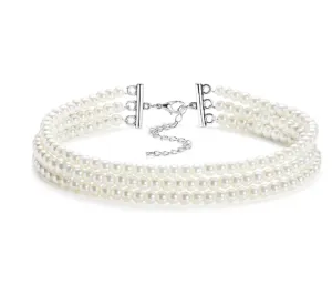 Marga Dainty Triple Strand Pearl Choker