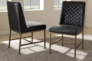 Margaux Luxe Black Faux Leather Upholstered Dining Chair - 2pcs