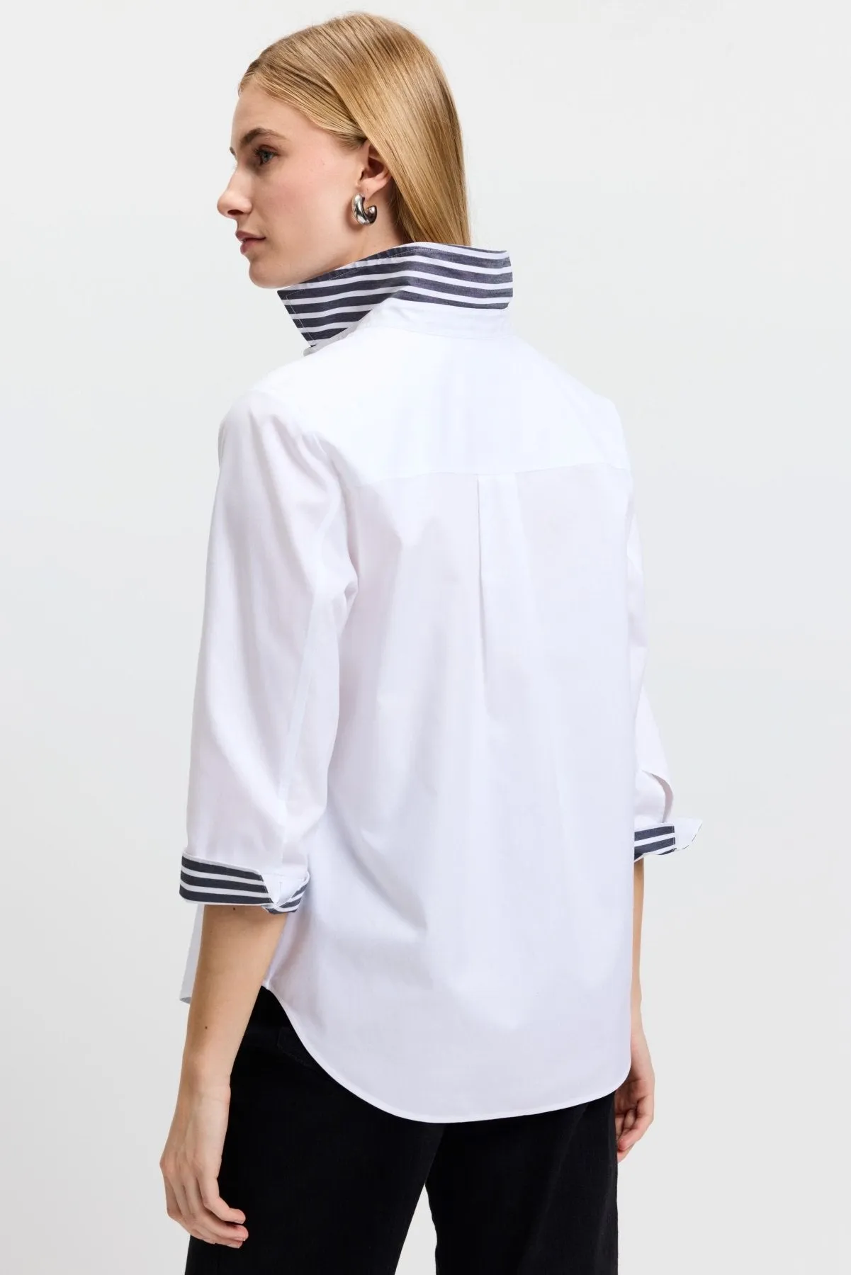 Margie Pinpoint No Iron Stripe Detail Shirt